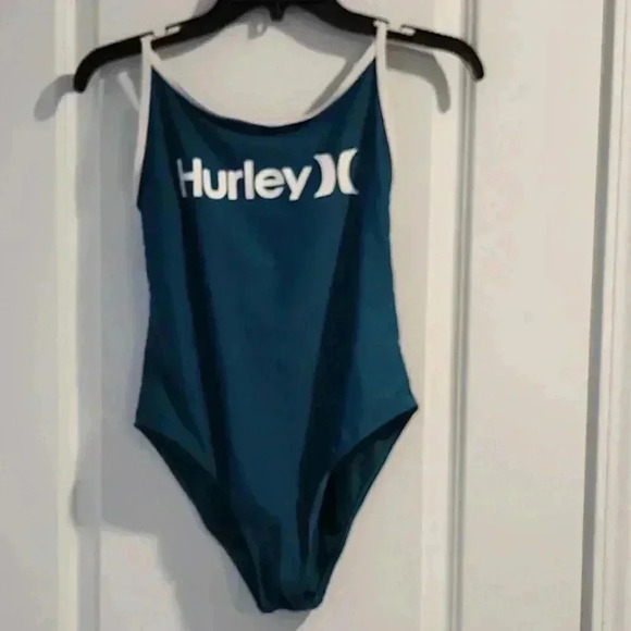 Hurley Other - Hurley Logo Emerald Green and White trim one piece Padded swimsuit - M